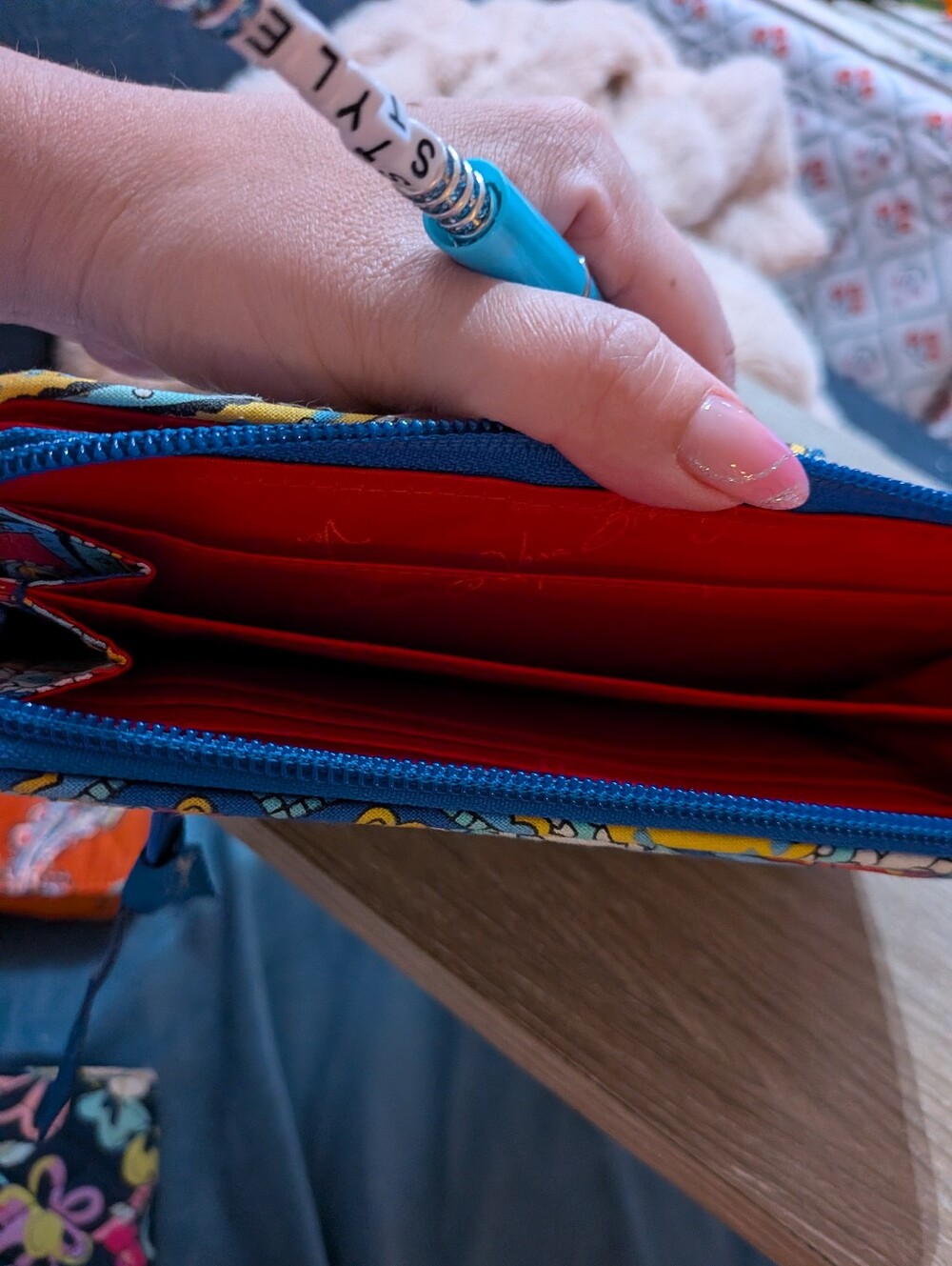 Vera Bradley Marina Paisley Colorful Patterned Women’s Clutch Wallet - Blue/Red - Picture 4 of 4